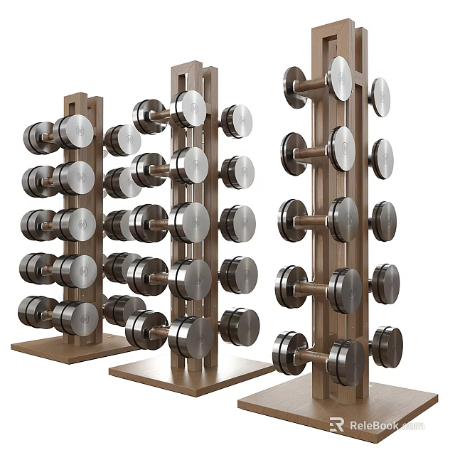 Fitness Equipment Dumbbell Rack With Organized Metal Weights For Home Gym Workout 3d model 
