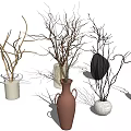 Decorative Vases With Dried Branches In Various Styles And Materials 3d model