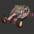 Open Frame Off Road Dune Buggy With Black Beige Exterior Roof Lights And Large Tires
