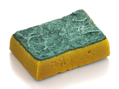 Green Scrub Surface Yellow Sponge Material Effective for Daily Kitchen Cleaning 3d model