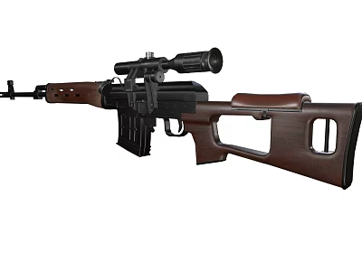 Classic Rifle With Wooden Stock Black Barrel Mounted Scope Ergonomic Grip And Magazine 3d model