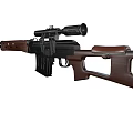 Classic Rifle With Wooden Stock Black Barrel Mounted Scope Ergonomic Grip And Magazine