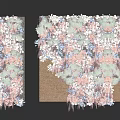 Romantic Floral Decorative Backdrop With Pastel Pink White Gray Flowers And Textured Leaves