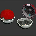 Smart Machine Poké Balls Red And White Open Closed With Metallic Interior 3d model