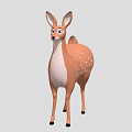 Cute Cartoon Deer With Brown White Spots Big Ears And Standing Pose