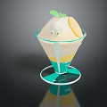 Delicious Layered Dessert in Transparent Glass with Cream Lemon Slice and Green Leaf