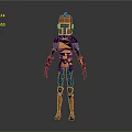 3D Rendered Mechanical Character With Blue Orange Armor Helmet And Limb Structure Design