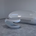 Modern White Multi Seat Sofa With Curved Design And Glass Coffee Table 3d model