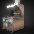 Stainless Steel Commercial Fryer With Multiple Fry Baskets Control Panel Vent Hood And Rolling Wheels