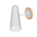 Modern Golden Circular Base Wall Lamp With White Lampshade Mounted On Minimalist White Wall
