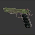 Modern Tactical Pistol With Tan Metallic Body And Black Textured Grip