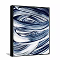 Abstract Blue And White Swirl Lines Wall Art For Modern Interior Decor