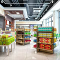Supermarket General Merchandise Shelves Display Various Products in Bright Spacious Store Layout