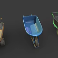 Multiple Wheelbarrows In Various Colors And Styles For Garden And Construction Projects