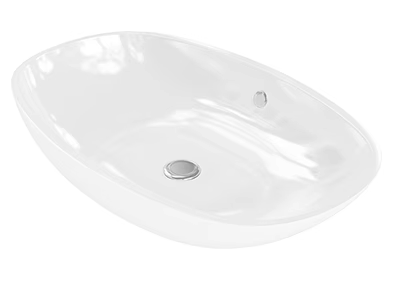 White Ceramic Oval Shaped Washbasin With Smooth Surface And Drain Hole 3d model