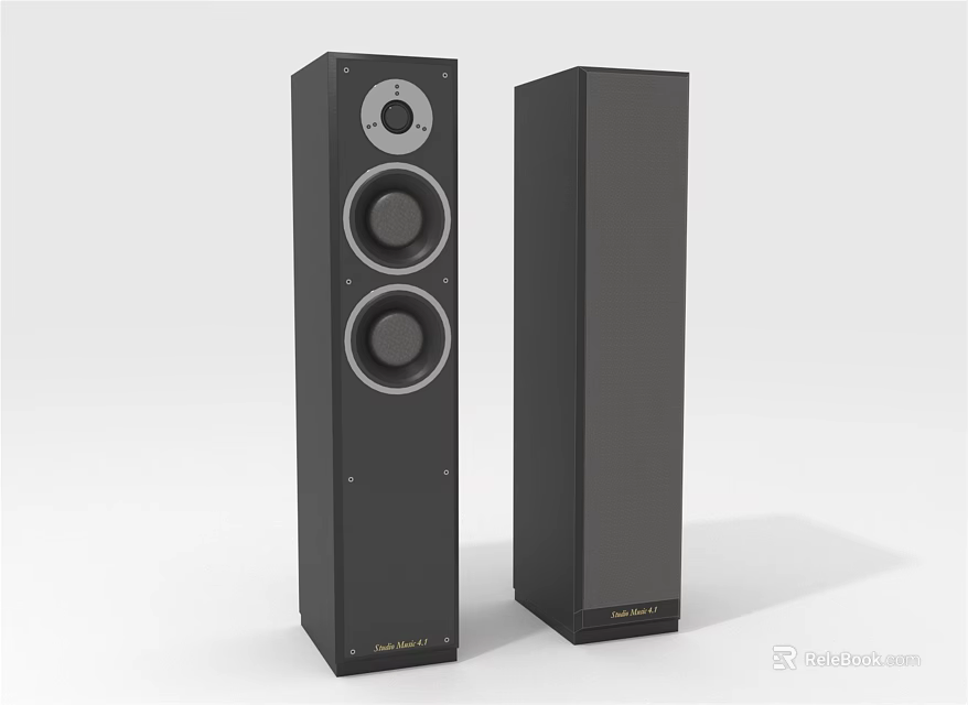 Black Floor Standing Tower Speakers With Modern Design And High Audio Quality 3d model 