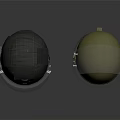 Two Protective Helmets With Face Shields Green Dark Colors Different Designs Safety Gear