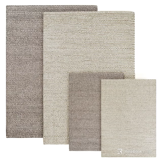 Square Rugs in Beige and Gray Woven Design for Modern Home Decor 3d model
