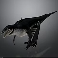 Realistic Pterosaur Dinosaur 3D Model With Spread Wings Sharp Teeth And Black White Body
