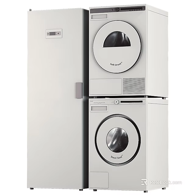 Modern White Stackable Washing Machine And Dryer For Compact Home Laundry Setup 3d model 