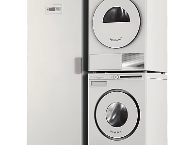 Modern White Stackable Washing Machine And Dryer For Compact Home Laundry Setup 3d model