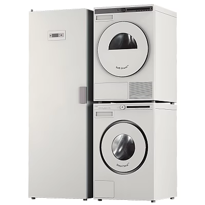Modern White Stackable Washing Machine And Dryer For Compact Home Laundry Setup 3d model