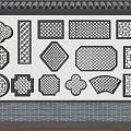 Chinese-style openwork window pane lattice 3d model