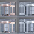Modern Gold And Silver Revolving Doors With Glass Frames For Commercial Building Entrance