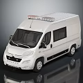 Functional White Utility Van With Roof Mounted Emergency Lights And Practical Design 3d model