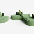 Green Sectional Sofa With Unique Sculptural Shape And Hill Like Green Protrusions
