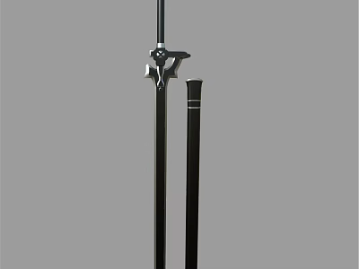 Traditional Japanese Sword With Black Scabbard And Ornate Metal Hilt Design 3d model
