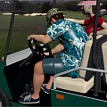 Two People Riding Golf Cart On Golf Course 3d model