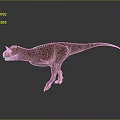 Realistic 3D Dinosaur Model With Orange Black Spotted Skin Standing On Gray Reflective Surface