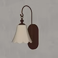 Modern Wall Lamp With Wooden Backplate Brass Finish And Petal Shade