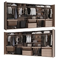 Solid wood wardrobe with customized sliding door 3d model