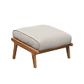 Simple Modern Light Gray Upholstered Footstool With Natural Wooden Legs Design