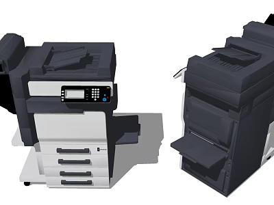 Modern Office Multifunction Printers With Digital Display And Multiple Paper Trays 3d model