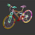 Red and Silver Mountain Bicycle with Green Accents Black Seat and Reflective Design