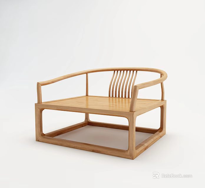 Light Wooden Armchair with Minimalist Design Natural Wood Tone and Simple Structure 3d model 