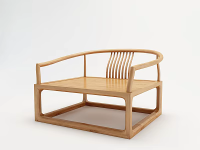Light Wooden Armchair with Minimalist Design Natural Wood Tone and Simple Structure 3d model