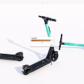 Modern Foldable Electric Scooters With Black And Light Green Frames 3d model