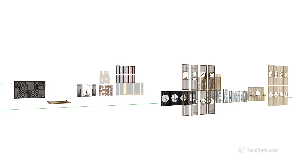 Modern Interior Partition Designs With Various Styles Materials And Decorative Elements 3d model