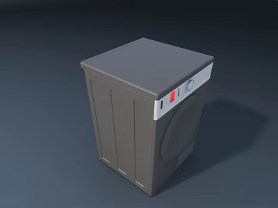Gray Front Loading Washing Machine With Modern Design And Control Panel 3d model