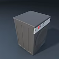 Gray Front Loading Washing Machine With Modern Design And Control Panel
