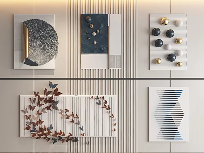 Modern Stylish Wall Decor With Geometric Leaf And Metallic Elements 3d model
