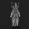 Cute Gray And White Standing Cartoon Cat With Big Eyes