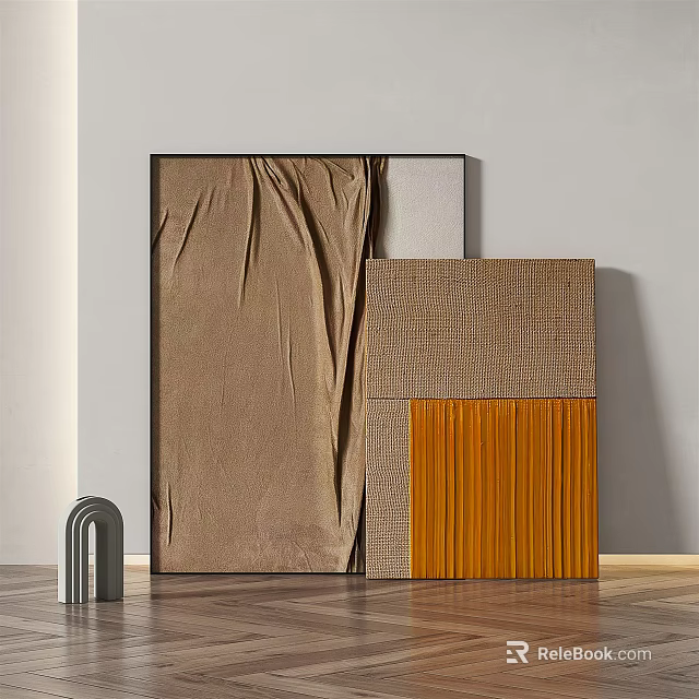 Modern Art Decor Pieces With Textured Fabric Woven Panel And Arch Sculpture 3d model 