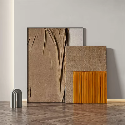 Modern Art Decor Pieces With Textured Fabric Woven Panel And Arch Sculpture 3d model