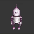 Vintage White Rusty Metal Robot With Antenna Eyes And Limbs