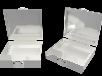 White Storage Lockers With Open Transparent Lids And Simple Modern Design 3d model